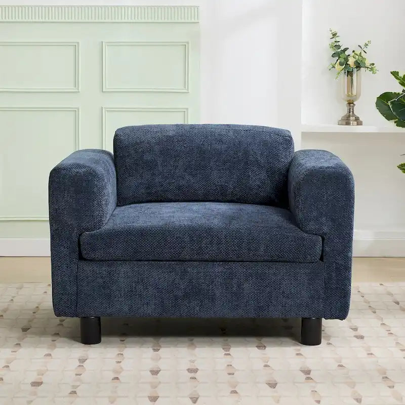 45.5" Woven Velvet Fabric Accent Chair with High-Density Cushion