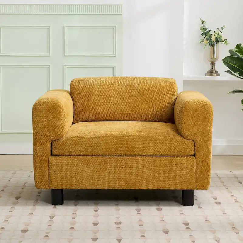 45.5" Woven Velvet Fabric Accent Chair with High-Density Cushion