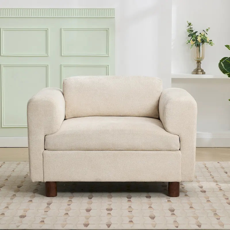 45.5" Woven Velvet Fabric Accent Chair with High-Density Cushion