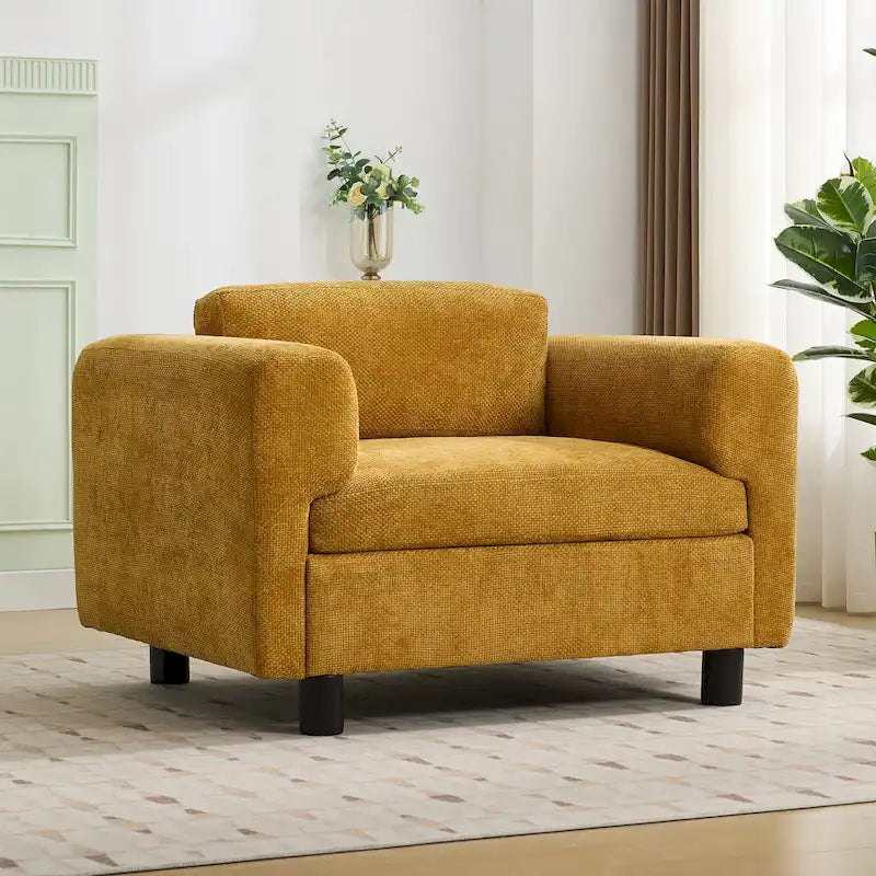 45.5" Woven Velvet Fabric Accent Chair with High-Density Cushion