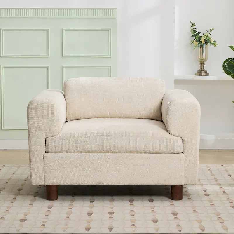 45.5" Woven Velvet Fabric Accent Chair with High-Density Cushion