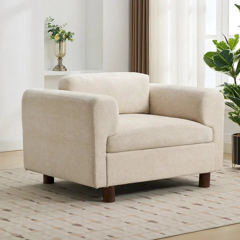 45.5" Woven Velvet Fabric Accent Chair with High-Density Cushion