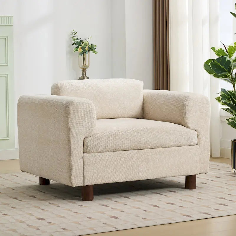 45.5" Woven Velvet Fabric Accent Chair with High-Density Cushion