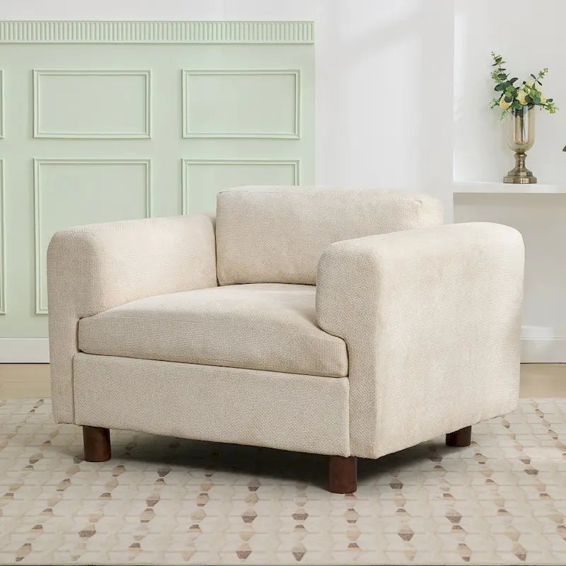 45.5" Woven Velvet Fabric Accent Chair with High-Density Cushion