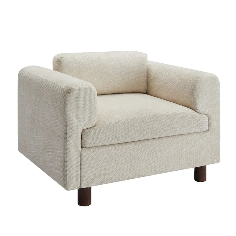 45.5" Woven Velvet Fabric Accent Chair with High-Density Cushion
