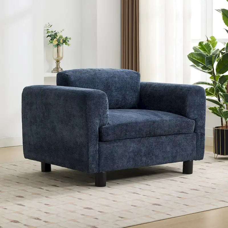 45.5" Woven Velvet Fabric Accent Chair with High-Density Cushion