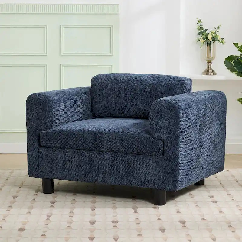 45.5" Woven Velvet Fabric Accent Chair with High-Density Cushion