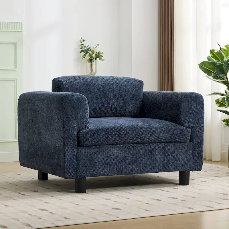 45.5" Woven Velvet Fabric Accent Chair with High-Density Cushion