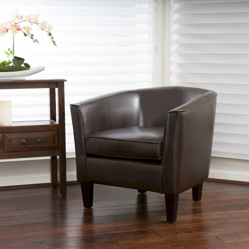 28.75 PU Upholstered Club Chair with Birch Legs