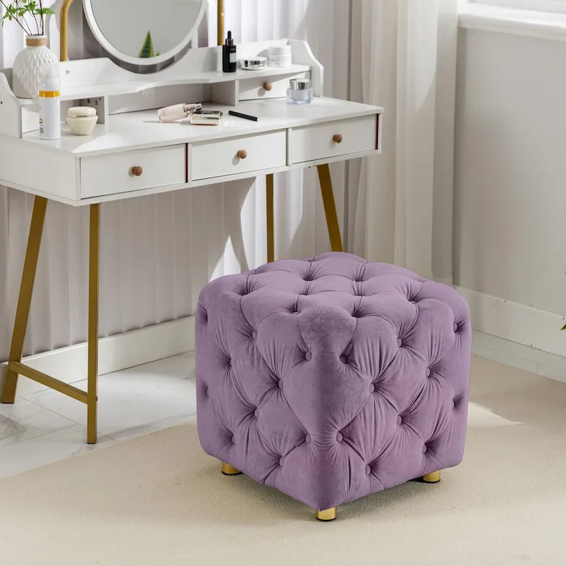 Modern Velvet Square Tufted Ottoman