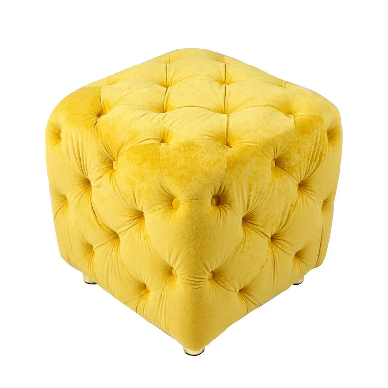 Modern Velvet Square Tufted Ottoman