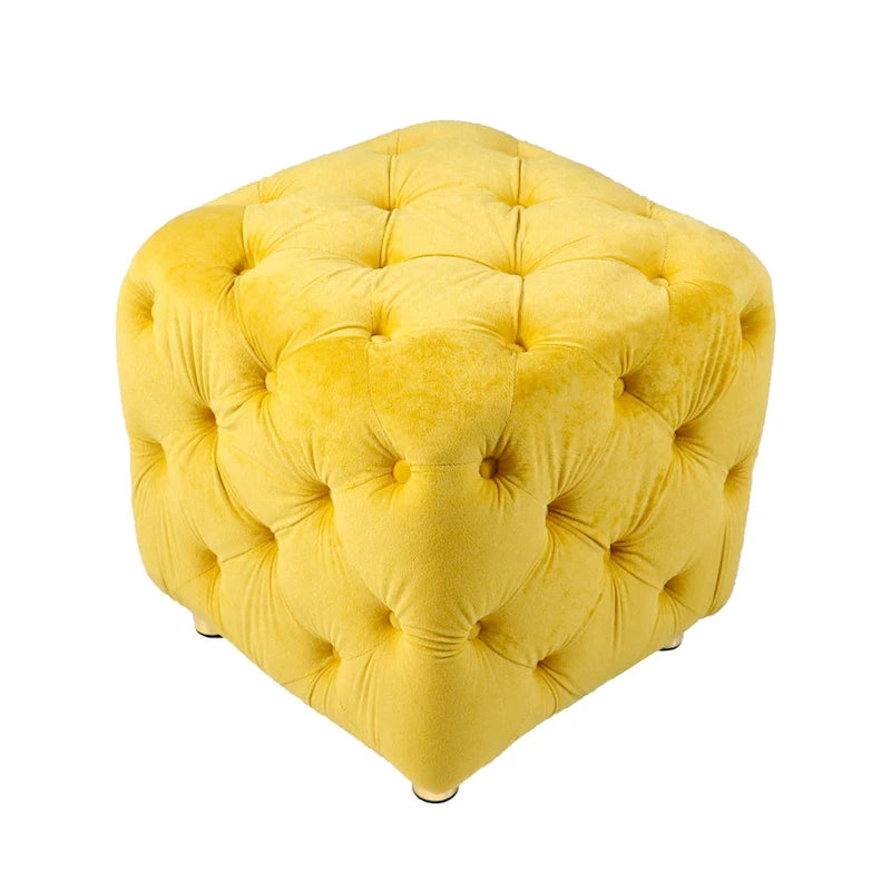 Modern Velvet Square Tufted Ottoman