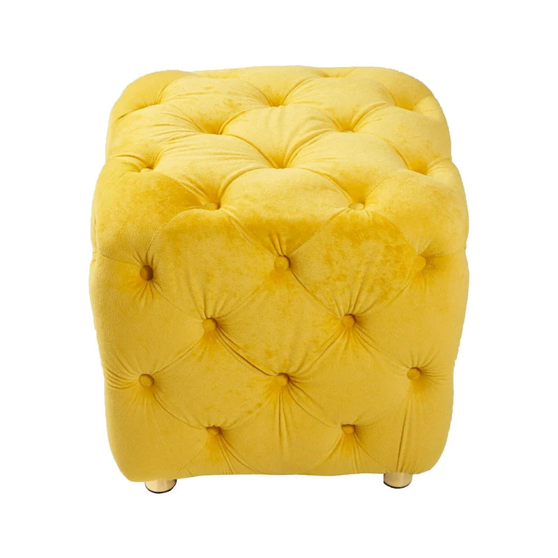 Modern Velvet Square Tufted Ottoman