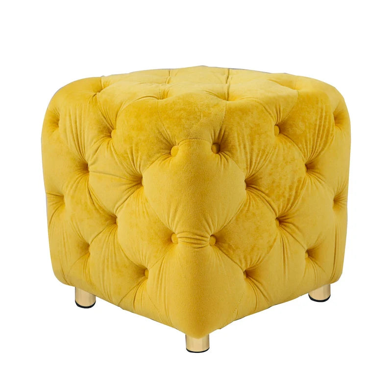 Modern Velvet Square Tufted Ottoman