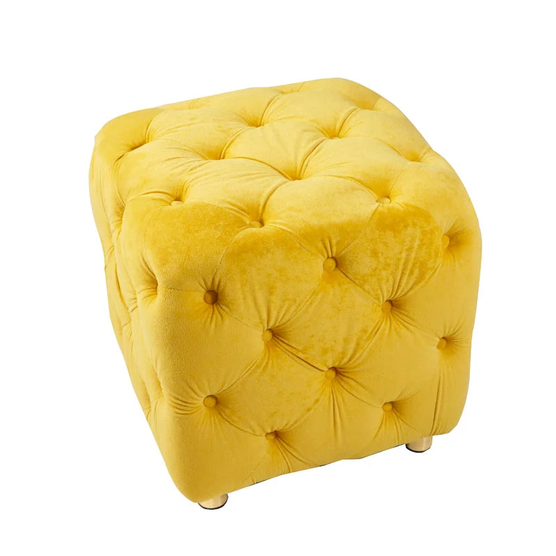 Modern Velvet Square Tufted Ottoman