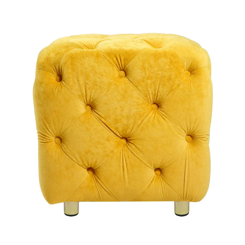 Modern Velvet Square Tufted Ottoman