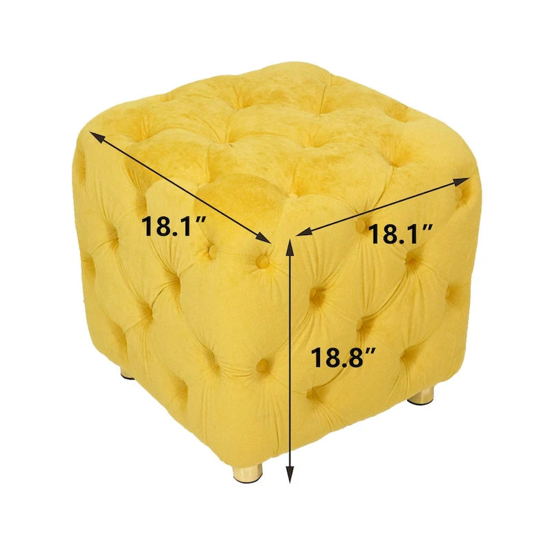 Modern Velvet Square Tufted Ottoman