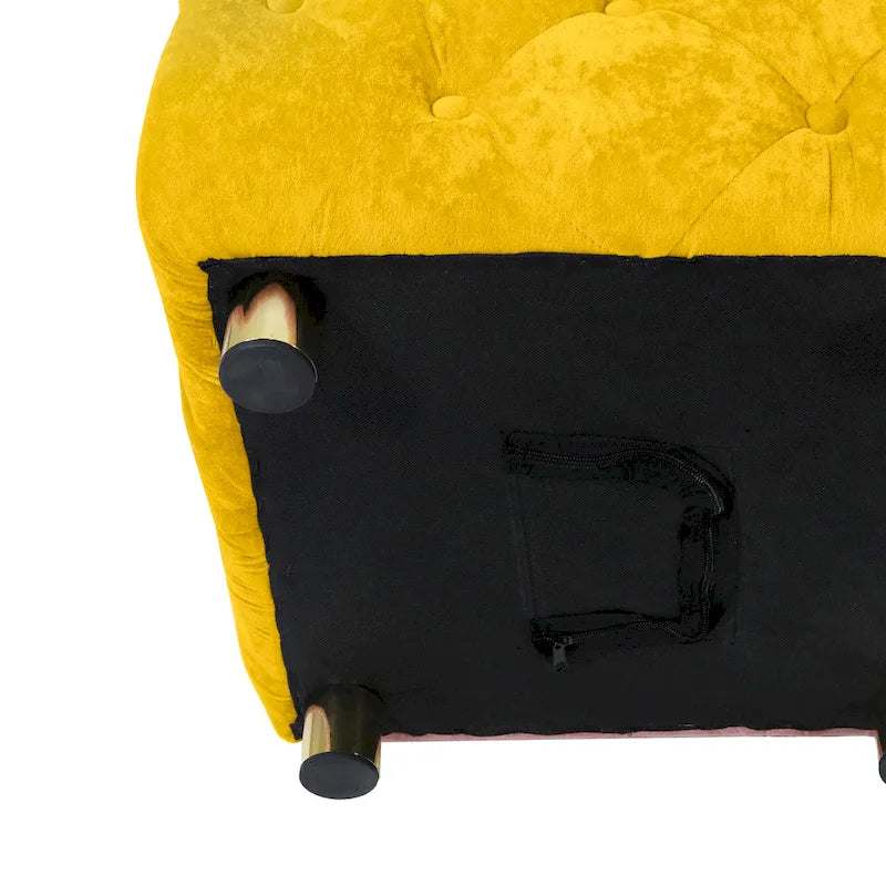 Modern Velvet Square Tufted Ottoman
