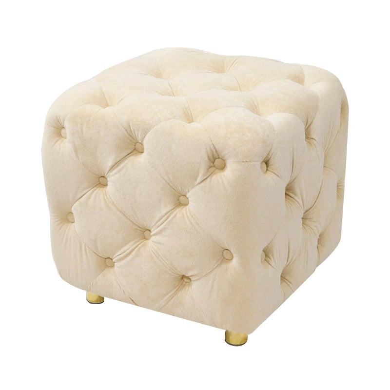 Modern Velvet Square Tufted Ottoman