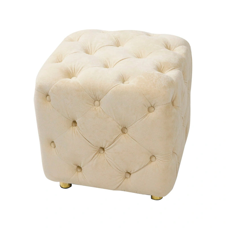 Modern Velvet Square Tufted Ottoman