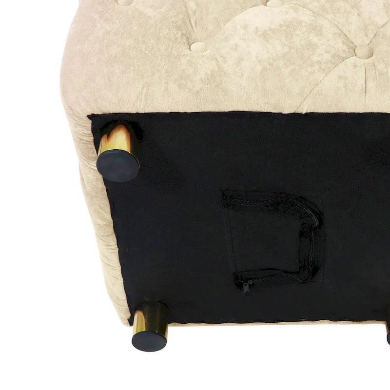 Modern Velvet Square Tufted Ottoman