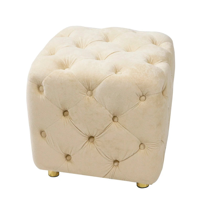 Modern Velvet Square Tufted Ottoman