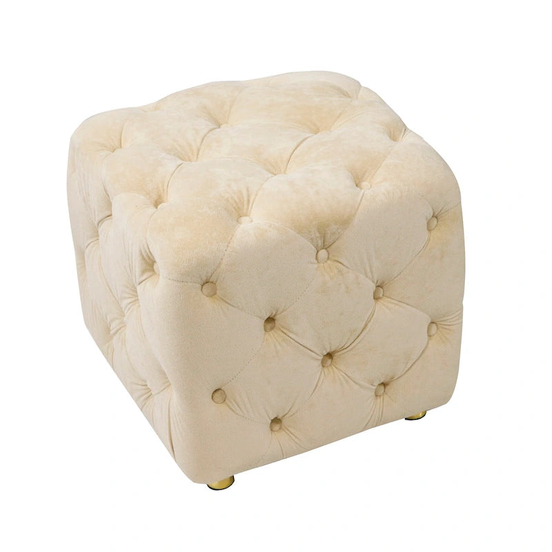 Modern Velvet Square Tufted Ottoman