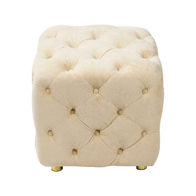 Modern Velvet Square Tufted Ottoman