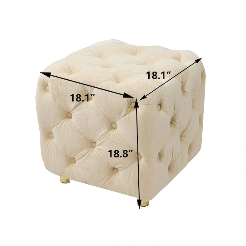 Modern Velvet Square Tufted Ottoman