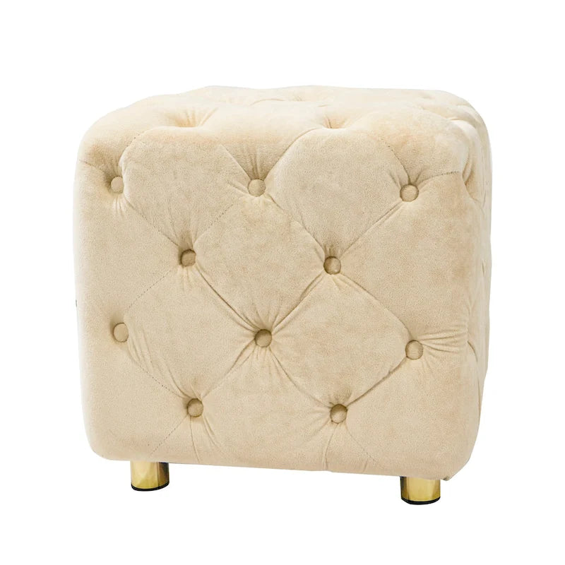 Modern Velvet Square Tufted Ottoman