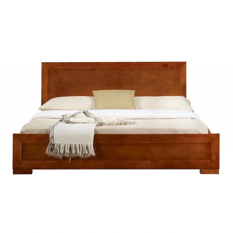 Brown Solid Wood King Bed Frame