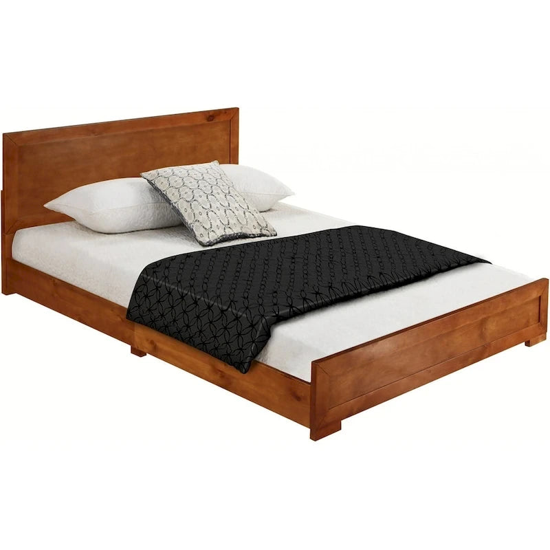 Brown Solid Wood King Bed Frame