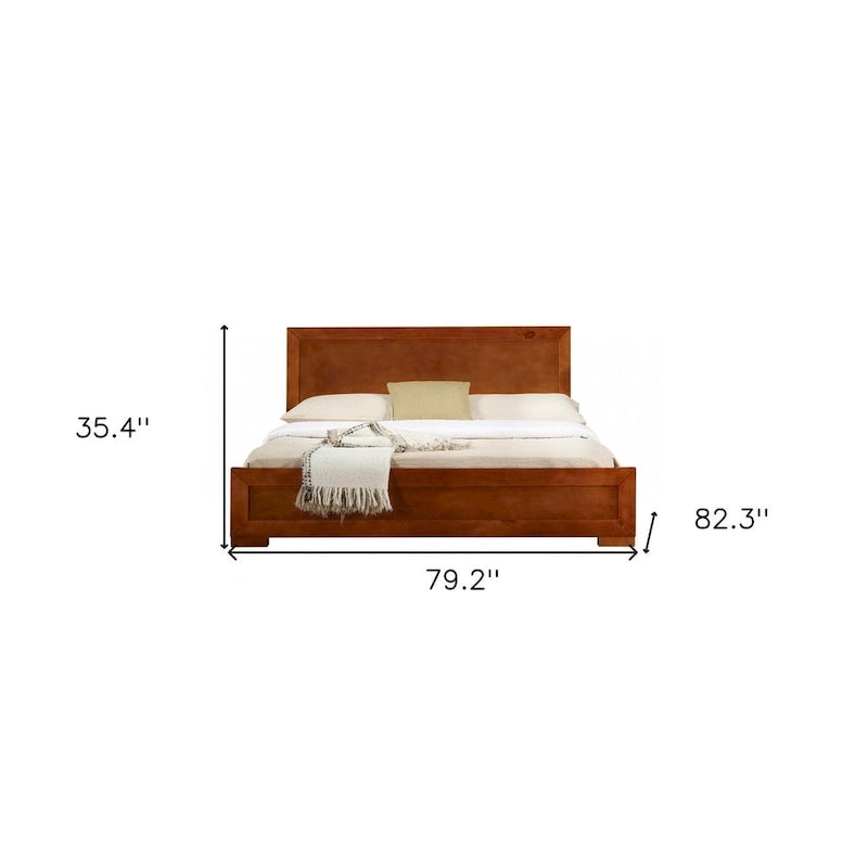 Brown Solid Wood King Bed Frame