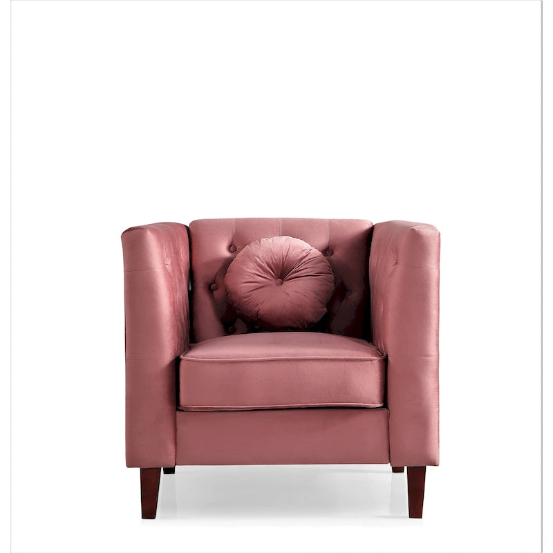 Velvet Classic Chesterfield Chair with Wood Legs