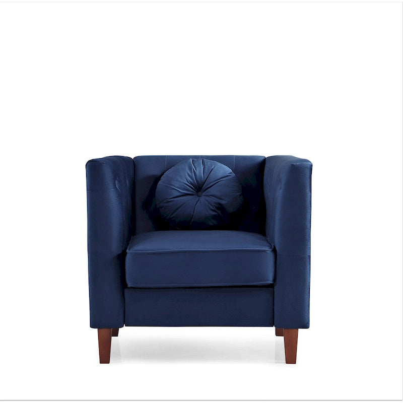Velvet Classic Chesterfield Chair with Wood Legs