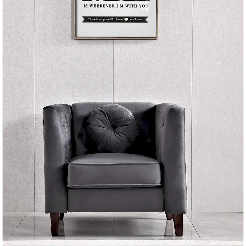 Velvet Classic Chesterfield Chair with Wood Legs