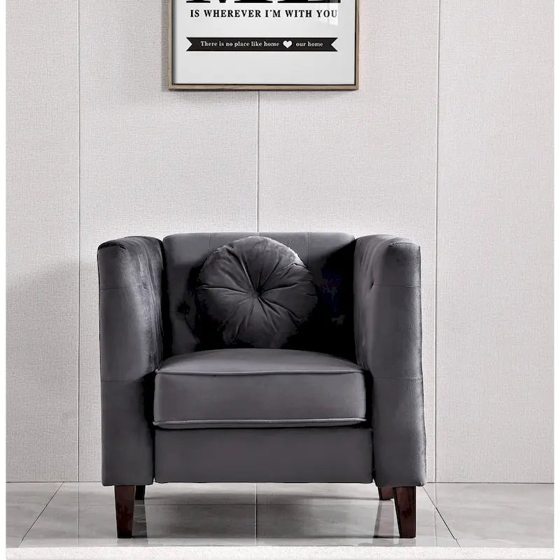 Velvet Classic Chesterfield Chair with Wood Legs