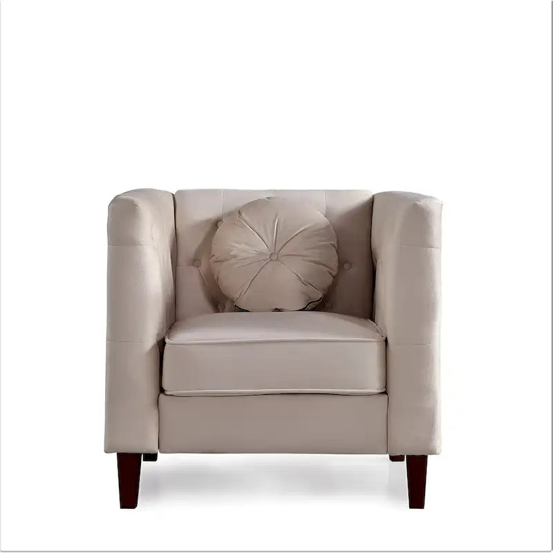 Velvet Classic Chesterfield Chair with Wood Legs