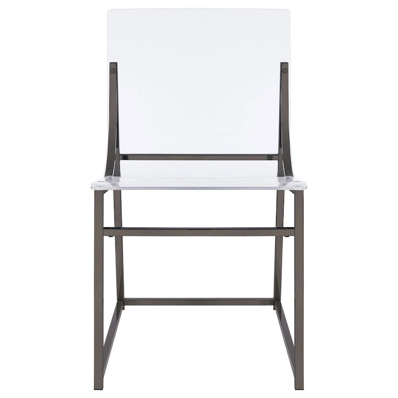 Clear Acrylic Dining Chair Set of 2, Black Nickel Frame, 18 Inch