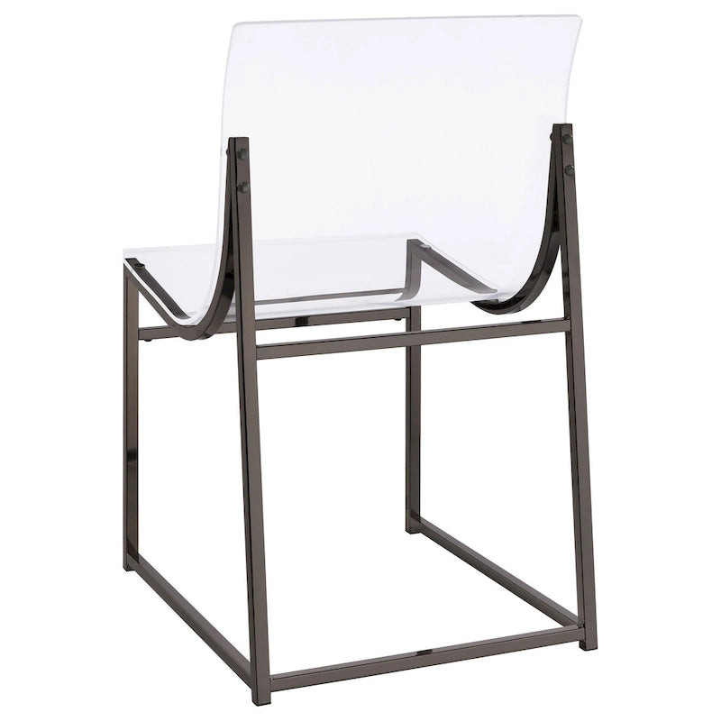 Clear Acrylic Dining Chair Set of 2, Black Nickel Frame, 18 Inch