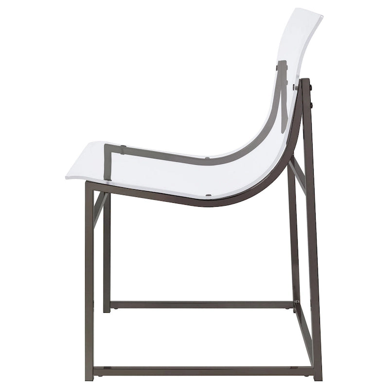 Clear Acrylic Dining Chair Set of 2, Black Nickel Frame, 18 Inch