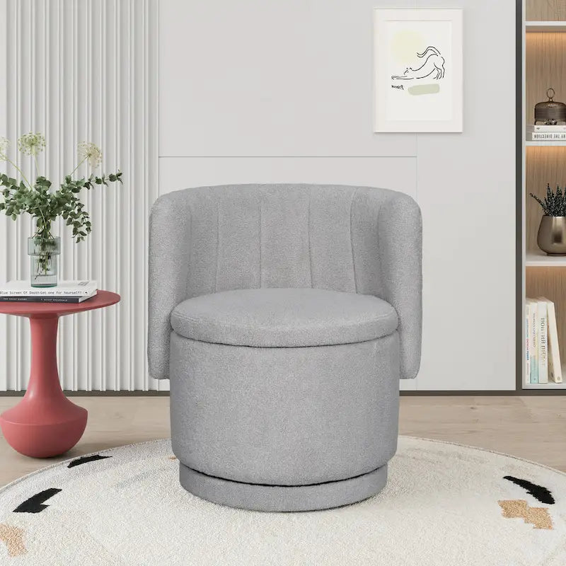 Boucle Fabric Swivel Accent Chair wStorage Space,for Living Room,Gray