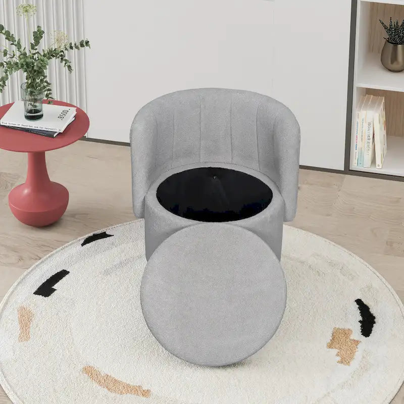 Boucle Fabric Swivel Accent Chair wStorage Space,for Living Room,Gray