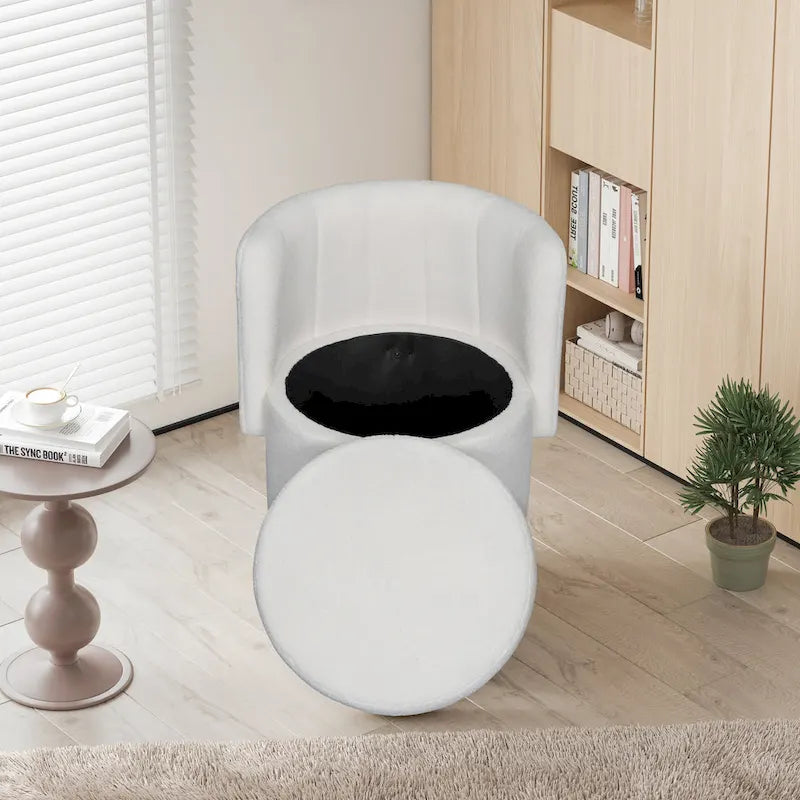 Boucle Fabric Swivel Accent Chair wStorage Space,for Living Room,Gray