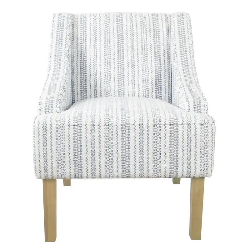 Farmhouse Striped Wingback Accent Chair, Blue and White