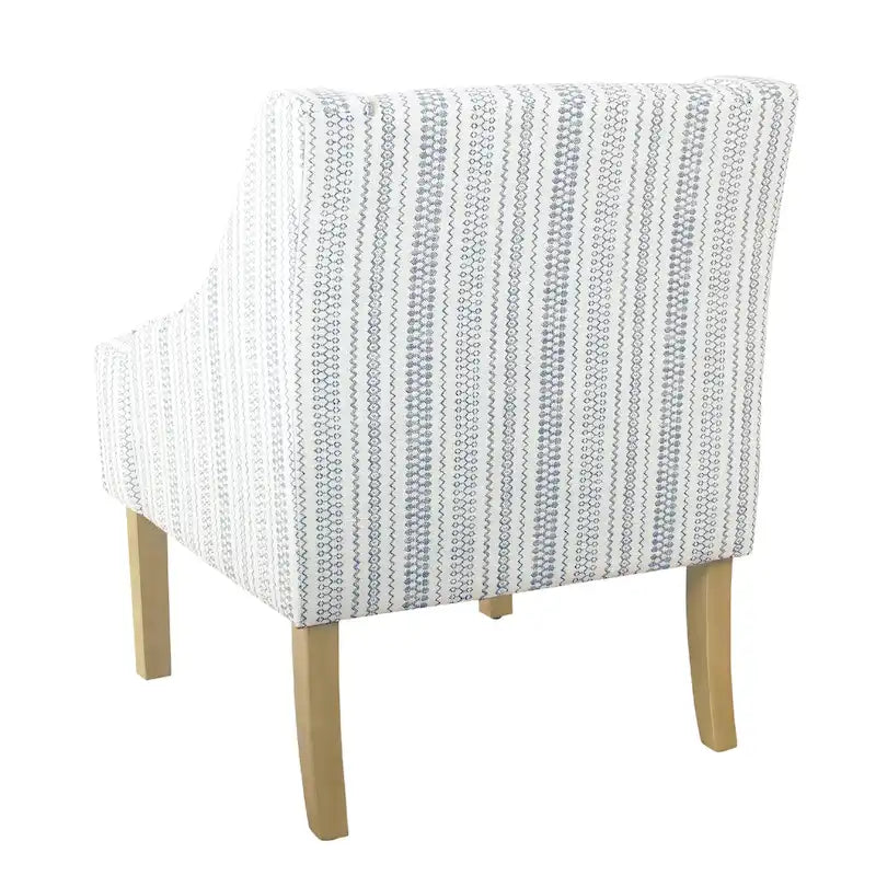 Farmhouse Striped Wingback Accent Chair, Blue and White