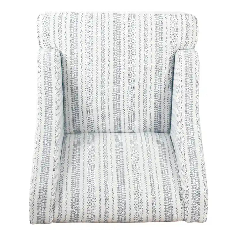 Farmhouse Striped Wingback Accent Chair, Blue and White