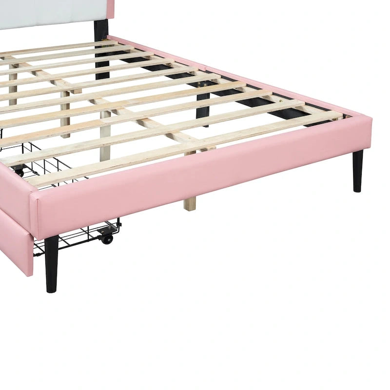 Upholstered Princess Bed with Crown Headboard & Drawers