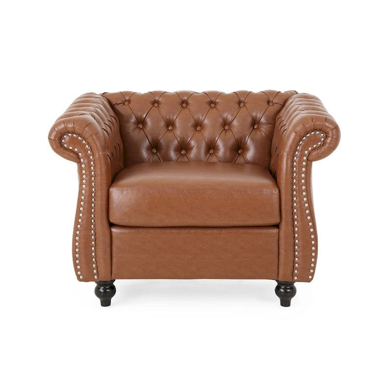 PU Tufted Accent Chair with Chesterfield Design