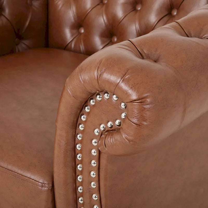 PU Tufted Accent Chair with Chesterfield Design
